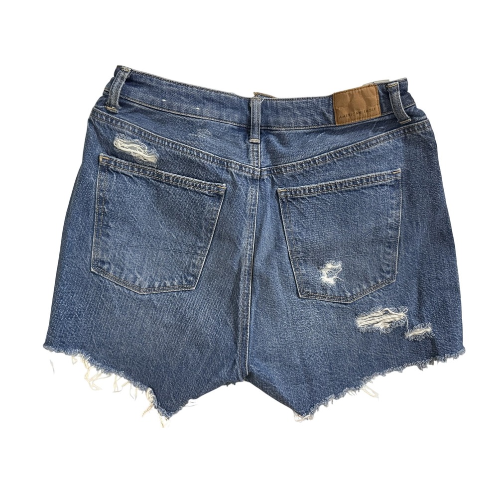 American Eagle Womens Distressed Denim Shorts Medium Wash High Waisted Size 2 - Picture 2 of 4